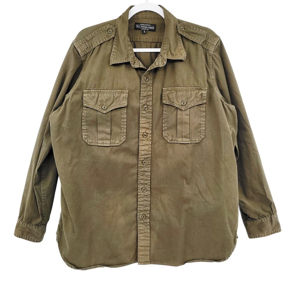 vintage tan cotton utility safari shirt